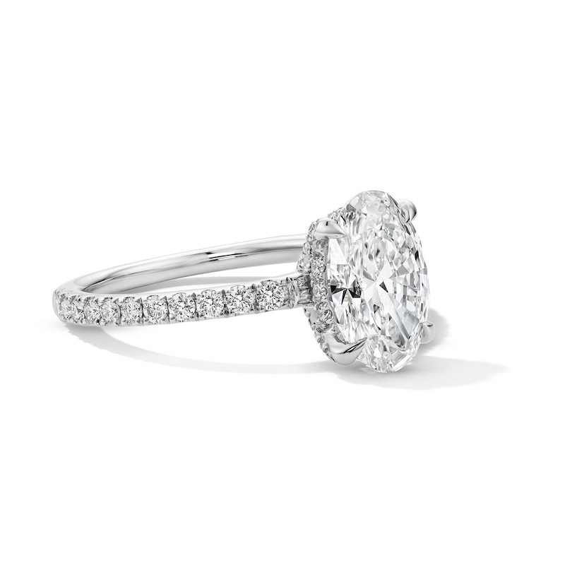 Main Image 3 of 2-1/2 CT. T.W. Oval Certified Lab-Grown Diamond Hidden Frame Engagement Ring in Platinum (D/IF)