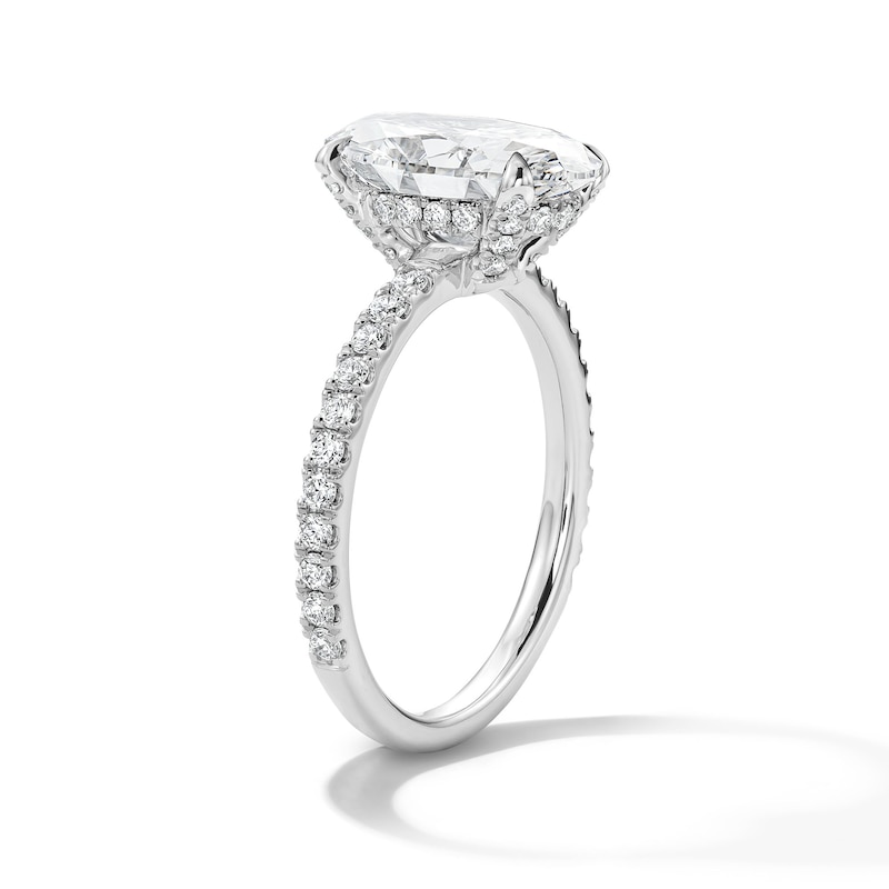 Main Image 4 of 2-1/2 CT. T.W. Oval Certified Lab-Grown Diamond Hidden Frame Engagement Ring in Platinum (D/IF)