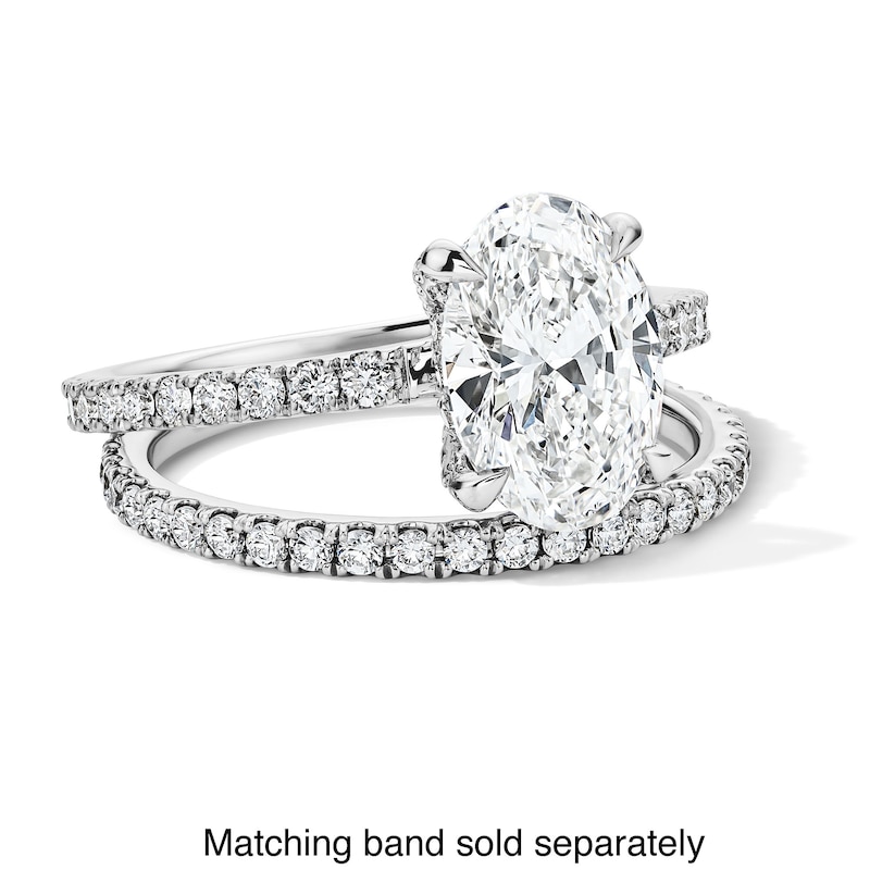 Main Image 6 of 2-1/2 CT. T.W. Oval Certified Lab-Grown Diamond Hidden Frame Engagement Ring in Platinum (D/IF)