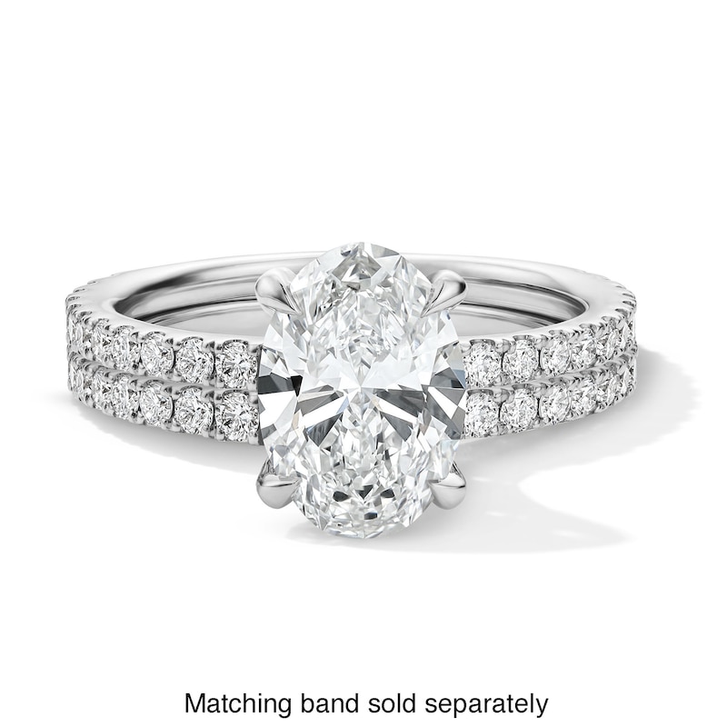 Main Image 8 of 2-1/2 CT. T.W. Oval Certified Lab-Grown Diamond Hidden Frame Engagement Ring in Platinum (D/IF)