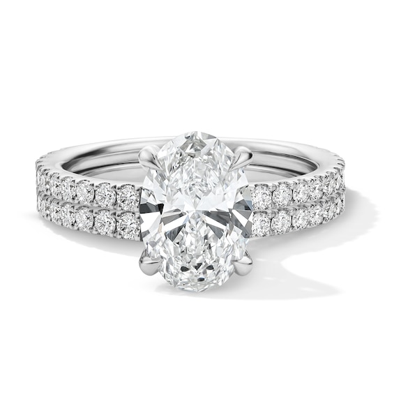 2-1/2 CT. T.w. Oval Certified Lab-Grown Diamond Hidden Frame Engagement Ring in Platinum (D/If)