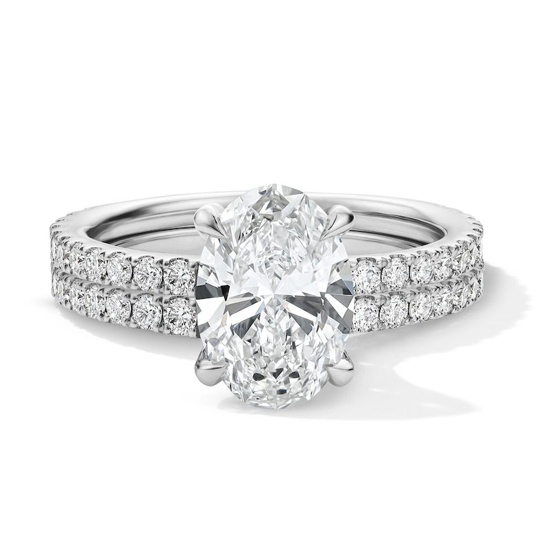 Main Image 10 of 2-1/2 CT. T.W. Oval Certified Lab-Grown Diamond Hidden Frame Engagement Ring in Platinum (D/IF)