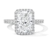 Thumbnail Image 1 of 3-5/8 CT. T.W. Radiant-Cut Certified Lab-Grown Diamond Frame Engagement Ring in Platinum (D/IF)