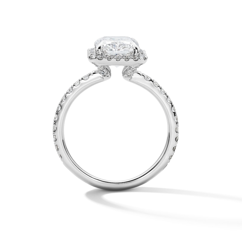 Main Image 2 of 3-5/8 CT. T.W. Radiant-Cut Certified Lab-Grown Diamond Frame Engagement Ring in Platinum (D/IF)
