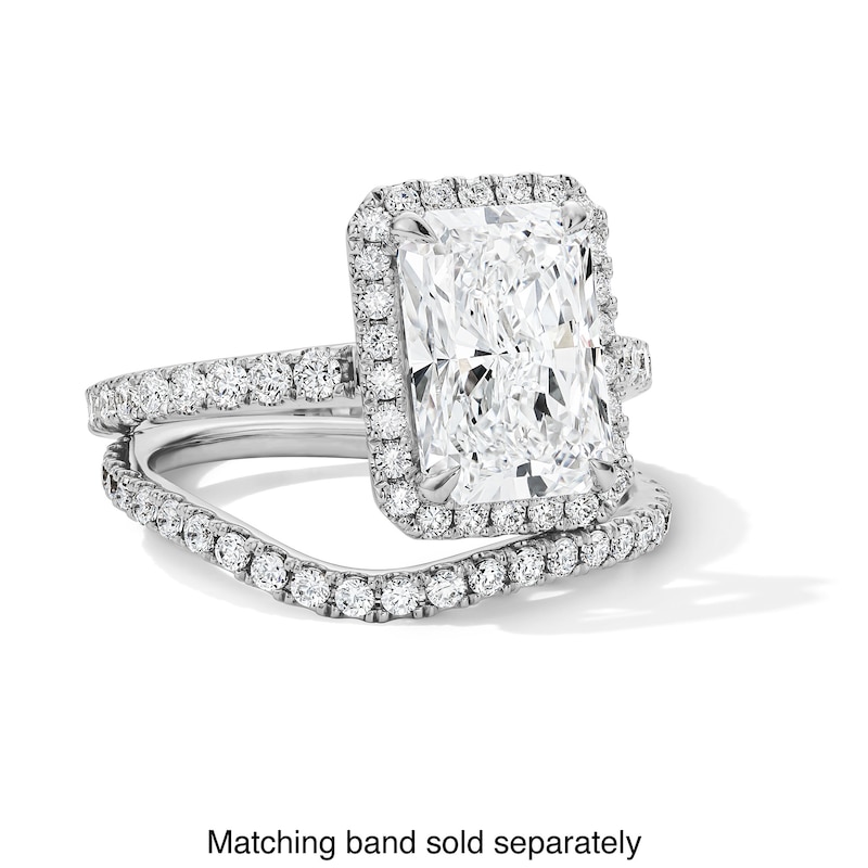 Main Image 5 of 3-5/8 CT. T.W. Radiant-Cut Certified Lab-Grown Diamond Frame Engagement Ring in Platinum (D/IF)