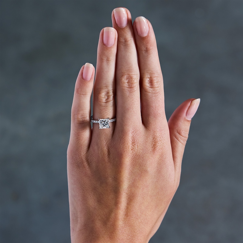 Main Image 2 of 2-1/2 CT. T.W. Princess-Cut Certified Lab-Grown Diamond Hidden Frame Engagement Ring in Platinum (D/IF)