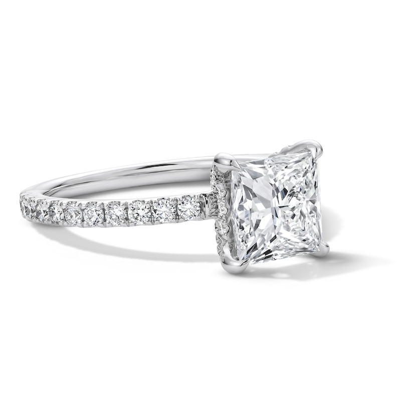 Main Image 3 of 2-1/2 CT. T.W. Princess-Cut Certified Lab-Grown Diamond Hidden Frame Engagement Ring in Platinum (D/IF)