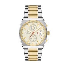 Men's Armani Exchange Two-Tone Ion-Plated Stainless Steel Chronograph Watch with Cream Dial (Model: AX2821)