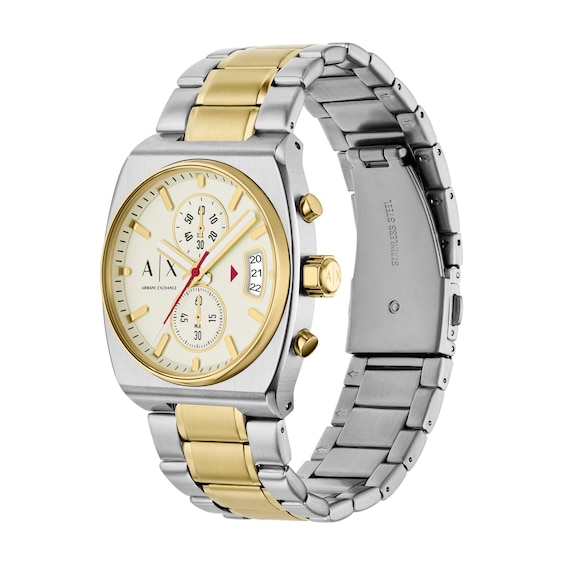 Men's Armani Exchange Two-Tone Ion-Plated Stainless Steel Chronograph Watch with Cream Dial (Model: Ax2821)