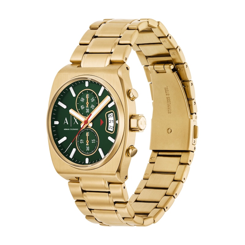 Main Image 3 of Men's Armani Exchange Gold-Tone Ion-Plated Stainless Steel Chronograph Watch with Green Dial (Model: AX2822)