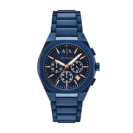 Men's Armani Exchange Blue Ion-Plated Stainless Steel Chronograph Watch with Blue Dial (Model: AX4189)