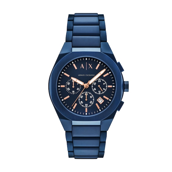 Men's Armani Exchange Blue Ion-Plated Stainless Steel Chronograph Watch with Blue Dial (Model: Ax4189)