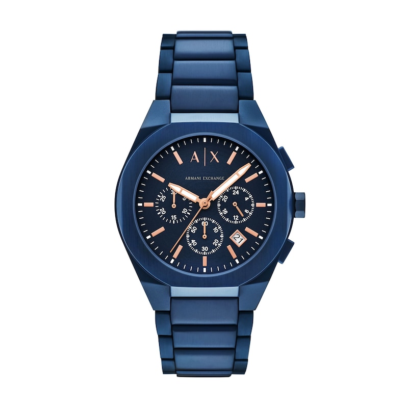 Main Image 1 of Men's Armani Exchange Blue Ion-Plated Stainless Steel Chronograph Watch with Blue Dial (Model: AX4189)