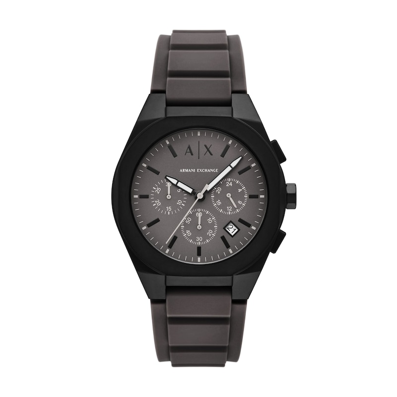 Main Image 1 of Men's Armani Exchange Black Ion-Plated Chronograph Watch with Gray Dial (Model: AX4191)