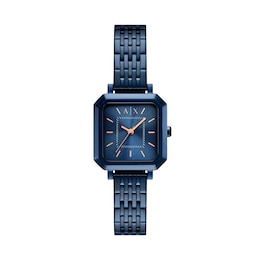Ladies' Armani Exchange Blue Ion-Plated Stainless Steel Watch with Blue Dial (Model: AX5730)