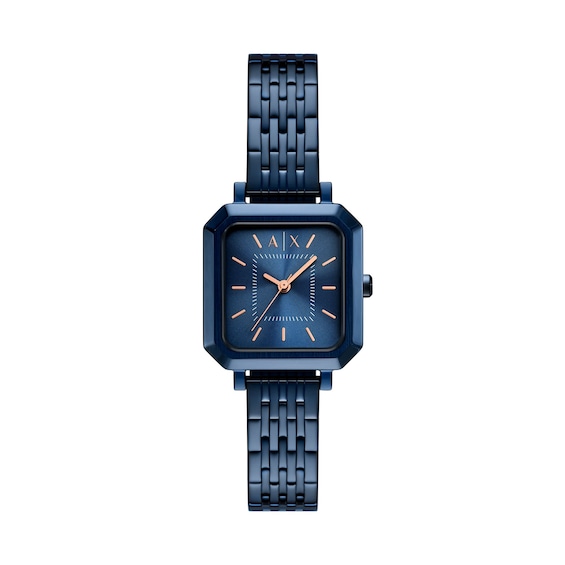 Ladies' Armani Exchange Blue Ion-Plated Stainless Steel Watch with Blue Dial (Model: Ax5730)