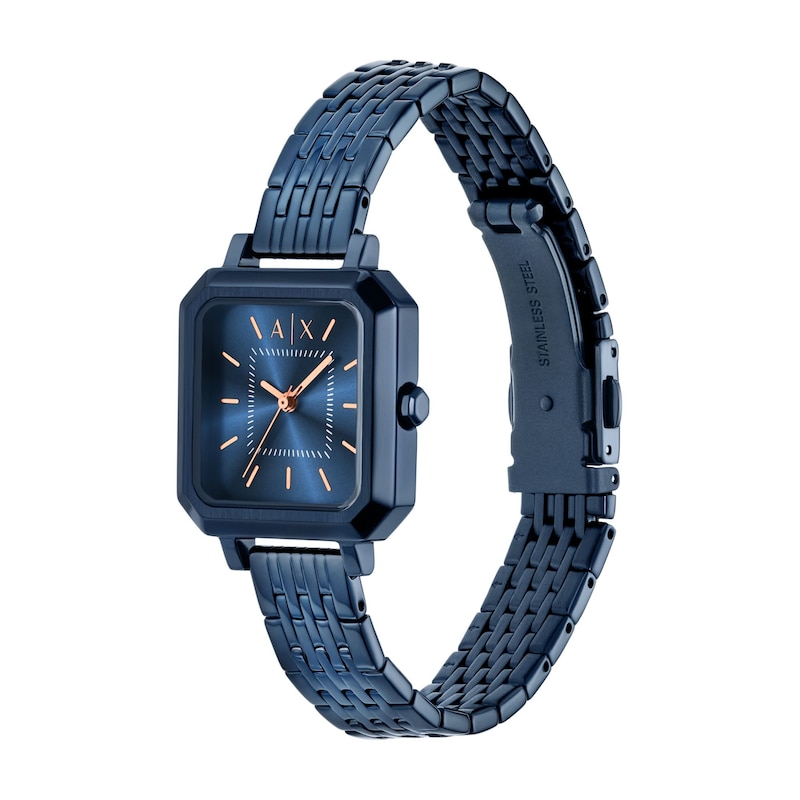 Main Image 3 of Ladies' Armani Exchange Blue Ion-Plated Stainless Steel Watch with Blue Dial (Model: AX5730)