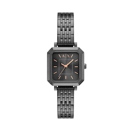 Ladies' Armani Exchange Gray Ion-Plated Stainless Steel Watch with Gray Dial (Model: AX5732)