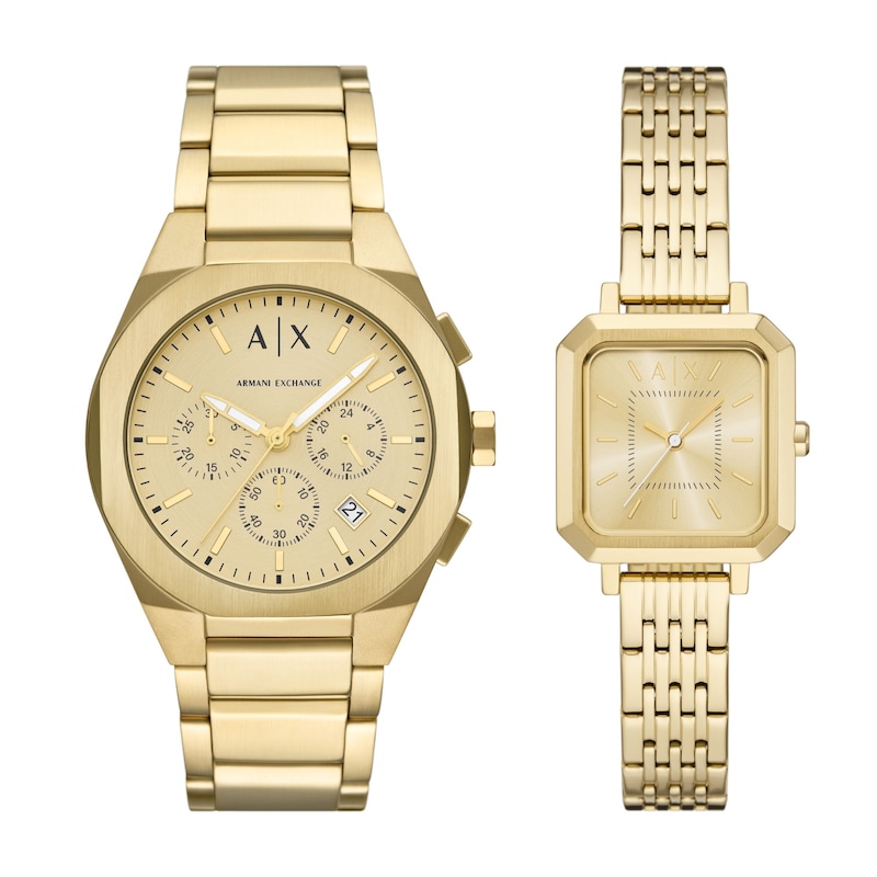 Main Image 1 of Armani Exchange Gold-Tone Ion-Plated Stainless Steel Watches with Gold-Tone Dials Boxed Set (Model: AX7171SET)