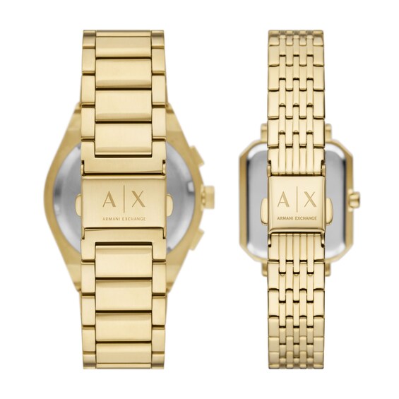 Armani Exchange Gold-Tone Ion-Plated Stainless Steel Watches with Gold-Tone Dials Boxed Set (Model: Ax7171Set)