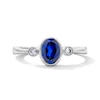 Thumbnail Image 1 of Oval Blue Lab-Created Sapphire and 1/15 CT. T.W. Lab-Grown Diamond Ring in Sterling Silver (F/VS2)