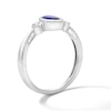 Thumbnail Image 3 of Oval Blue Lab-Created Sapphire and 1/15 CT. T.W. Lab-Grown Diamond Ring in Sterling Silver (F/VS2)