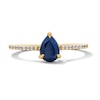 Thumbnail Image 1 of Pear-Shaped Blue Sapphire and 1/10 CT. T.W. Lab-Grown Diamond Ring in 10K Gold (F/VS2)