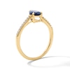 Thumbnail Image 3 of Pear-Shaped Blue Sapphire and 1/10 CT. T.W. Lab-Grown Diamond Ring in 10K Gold (F/VS2)