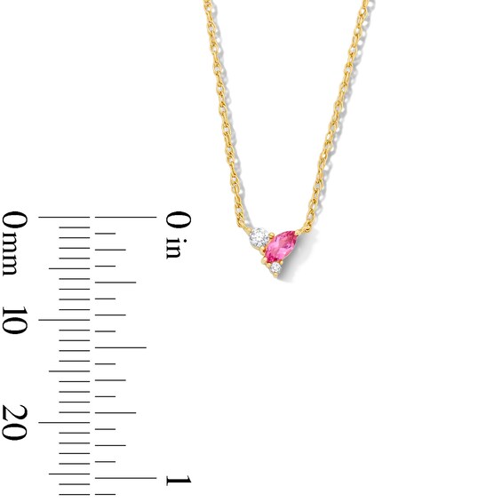 Marquise-Cut Pink Tourmaline and Lab-Grown Diamond-Accent Necklace in 10K Gold (F/Vs2)