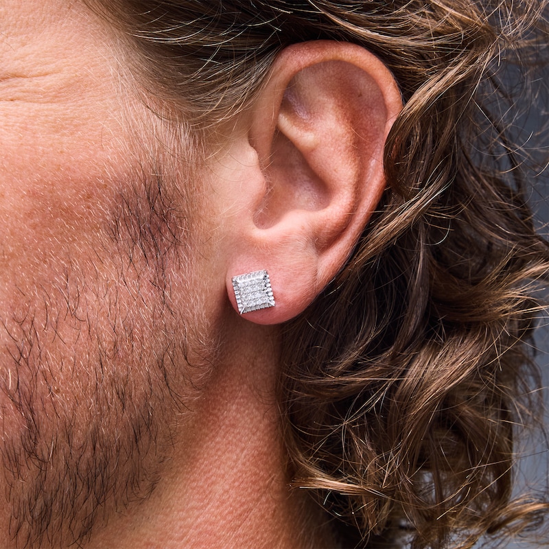 Main Image 2 of 1/8 CT. T.W.  Lab-Grown Multi-Diamond Stud Earrings in Sterling Silver (F/VS2)