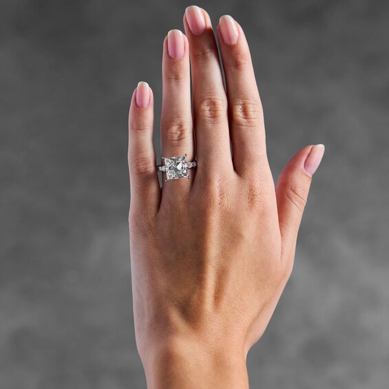 Vera Wang Love Collection 9.45 CT. T.w. Princess Certified Lab-Grown Diamond Engagement Ring in 14K White Gold (F/Vs2)