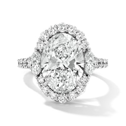 Vera Wang Love 5.18 CT.T.W. Oval Certified Lab-Grown Diamond Halo Ring in 14K White Gold (F/VS2)