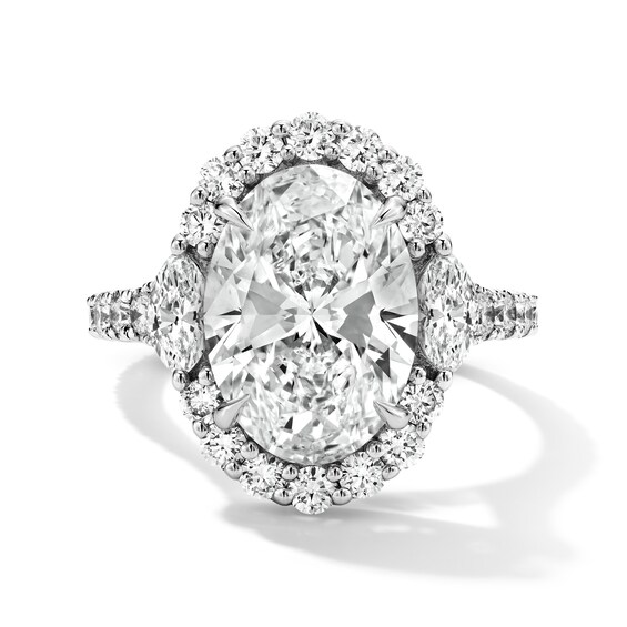 Vera Wang Love 5.18 Ct.t.w. Oval Certified Lab-Grown Diamond Halo Ring in 14K White Gold (F/Vs2)