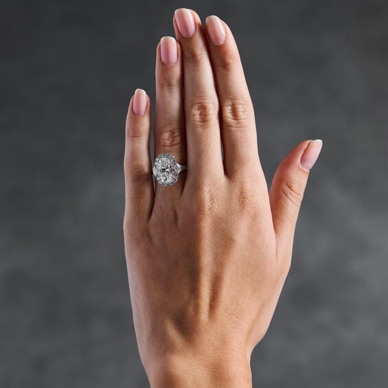 Vera Wang Love 5.18 Ct.t.w. Oval Certified Lab-Grown Diamond Halo Ring in 14K White Gold (F/Vs2)