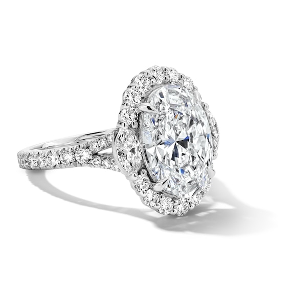 Vera Wang Love 5.18 Ct.t.w. Oval Certified Lab-Grown Diamond Halo Ring in 14K White Gold (F/Vs2)