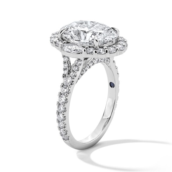 Vera Wang Love 5.18 Ct.t.w. Oval Certified Lab-Grown Diamond Halo Ring in 14K White Gold (F/Vs2)