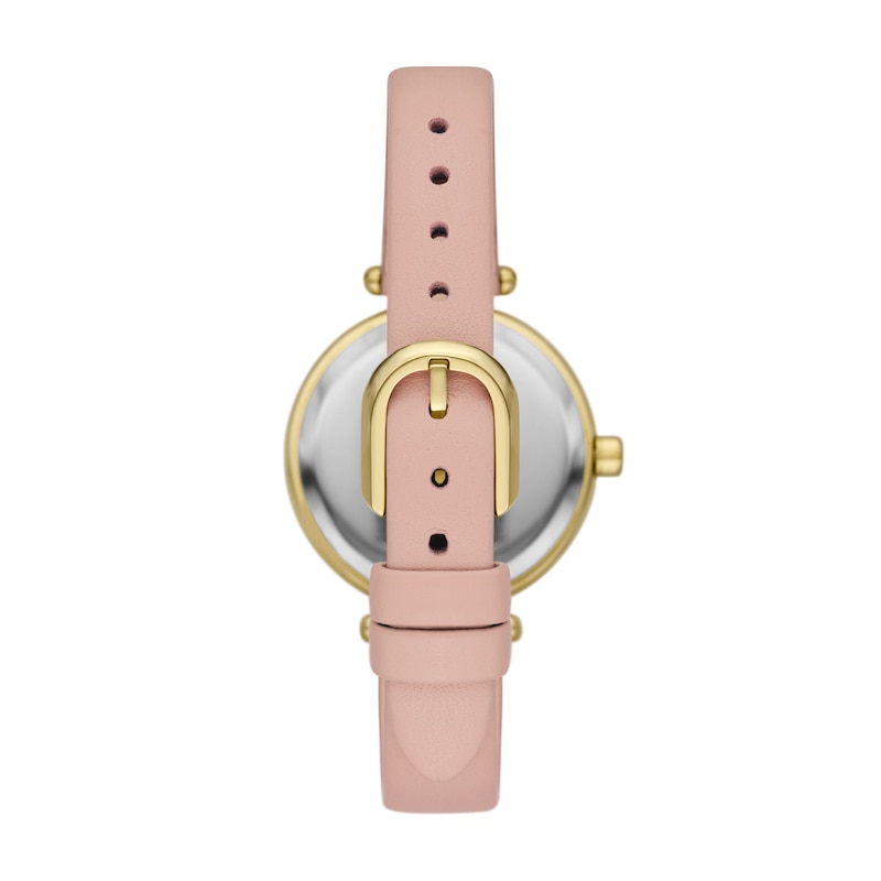 Main Image 3 of Ladies' Kate Spade Gracie Gold-Tone IP Analog Watch with Silver-Tone Dial and Pink Leather Strap (Model: KSW1868)