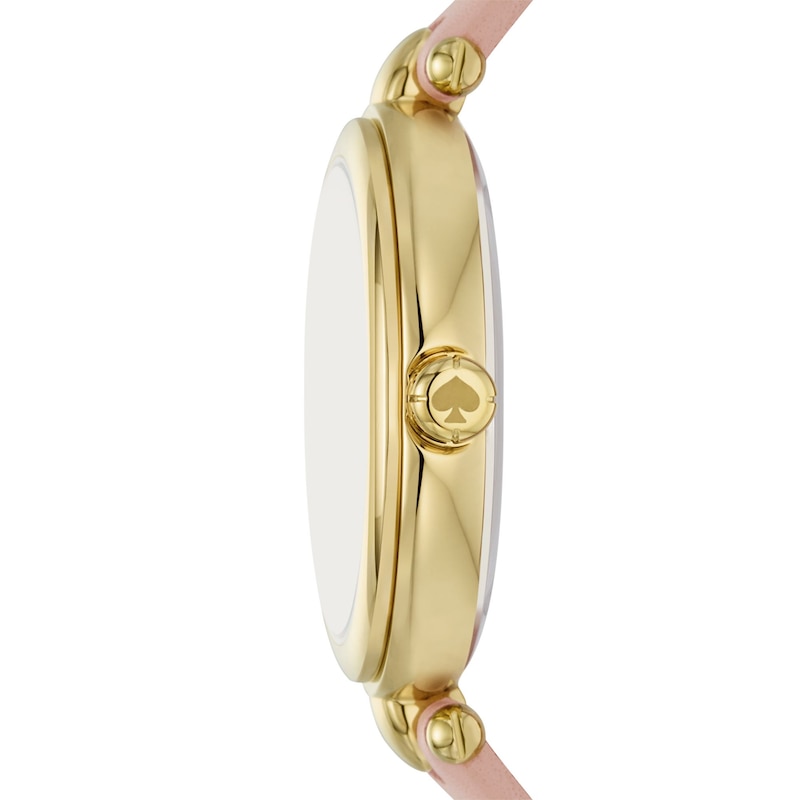 Main Image 4 of Ladies' Kate Spade Gracie Gold-Tone IP Analog Watch with Silver-Tone Dial and Pink Leather Strap (Model: KSW1868)