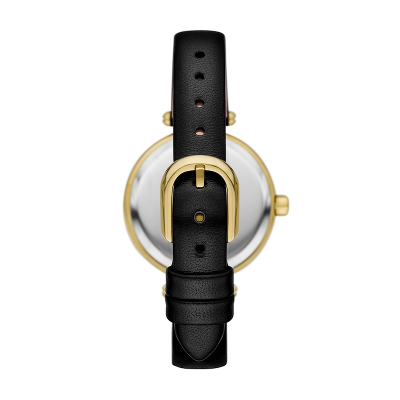 Main Image 3 of Ladies' Kate Spade Gracie Gold-Tone IP Analog Watch with Black Dial and Black Leather Strap (Model: KSW1869)
