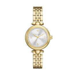 Ladies' Kate Spade Gracie Gold-Tone IP Analog Watch with Silver-Tone Dial (Model: KSW1871)