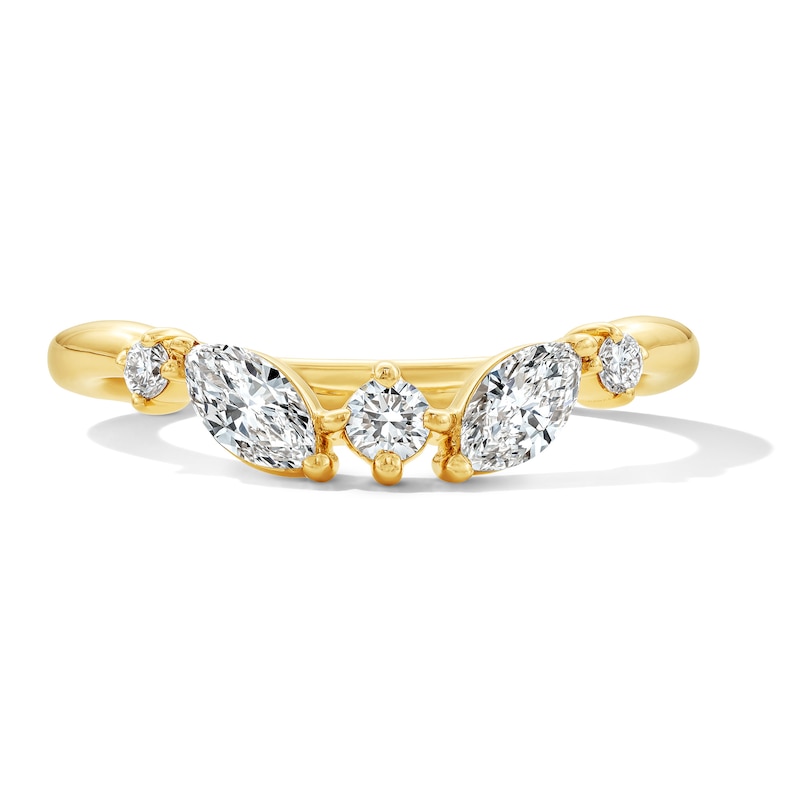 Main Image 1 of 3/8 CT. T.W. Marquise-Cut and Round Lab-Grown Diamond Contour Anniversary Band in 14K Gold (F/VS2)