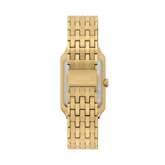 Ladies' Fossil Raquel Crystal Accent Gold-Tone IP Watch with Rectangle Black Dial (Model: Es5417)