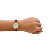 Thumbnail Image 2 of Ladies' Fossil Gilmore Gold-Tone IP Watch with Silver-Tone Dial and Brown Leather Strap (Model: ES5423)