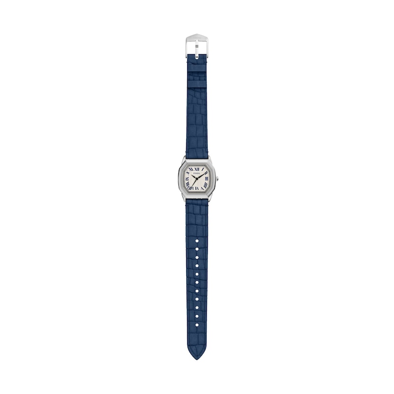 Main Image 5 of Ladies’ Fossil Harlow Octagonal Watch with Cream Dial and Blue Leather Strap (Model: ES5425)