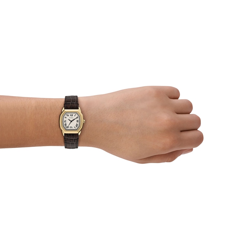 Main Image 2 of Ladies’ Fossil Harlow Octagonal Watch with Cream Dial and Brown Leather Strap (Model: ES5426)