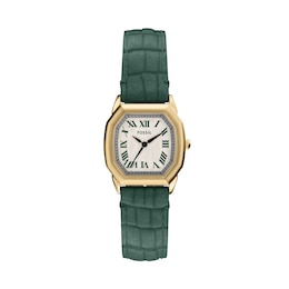 Ladies’ Fossil Harlow Octagonal Watch with Cream Dial and Green Leather Strap (Model: ES5427)