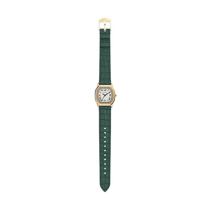 Main Image 5 of Ladies’ Fossil Harlow Octagonal Watch with Cream Dial and Green Leather Strap (Model: ES5427)