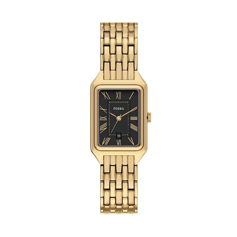 Main Image 1 of Ladies' Fossil Raquel Yellow IP Watch with Rectangle Black Dial (Model: ES5434)