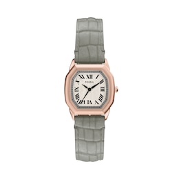 Ladies’ Fossil Harlow Octagonal Watch with Cream Dial and Grey Leather Strap (Model: ES5435)