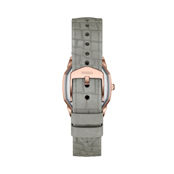 Ladies’ Fossil Harlow Octagonal Watch with Cream Dial and Grey Leather Strap (Model: Es5435)